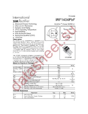 IRF1404PBF datasheet  